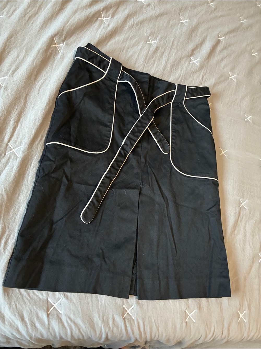 Bebe Black A-Line Skirt with Contrast Piping